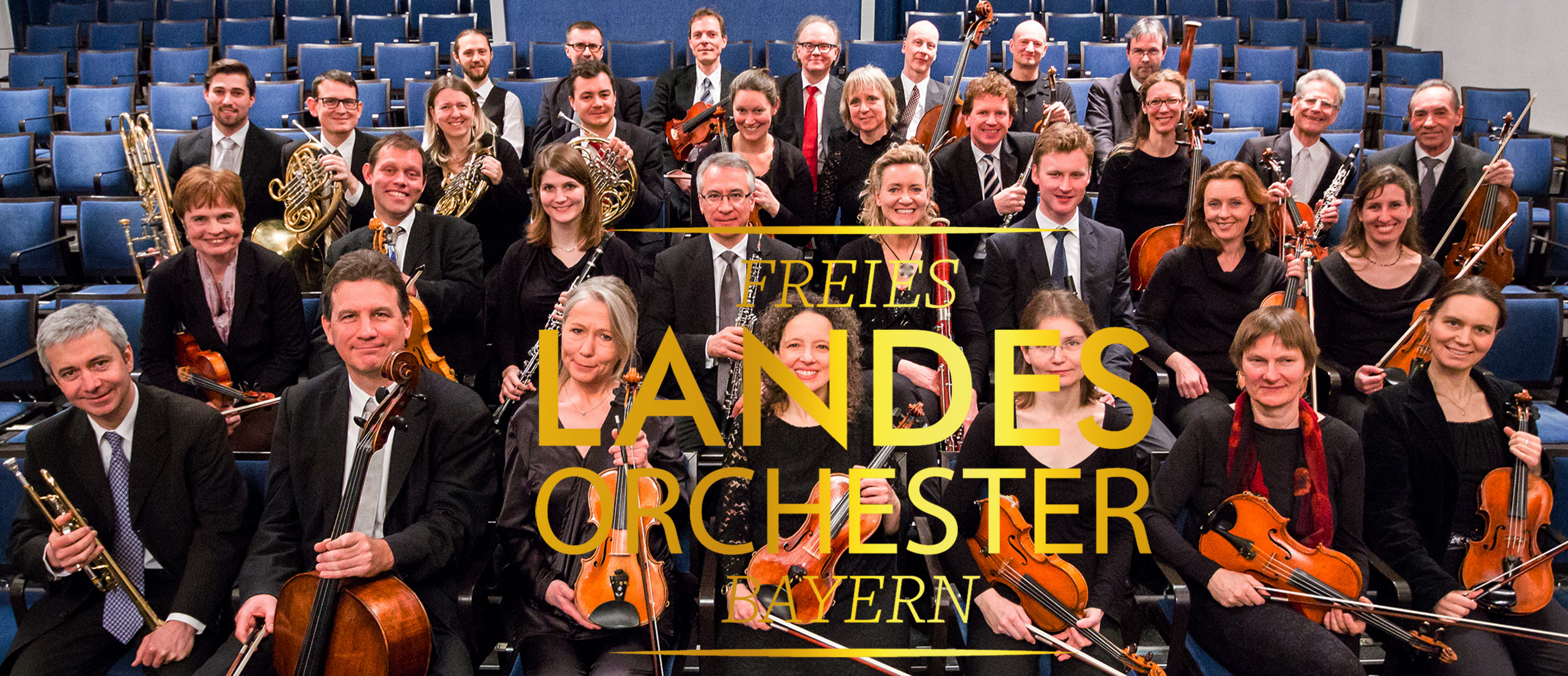 Pressebild Orchester mit Logo, Freies Landesorchester Bayern